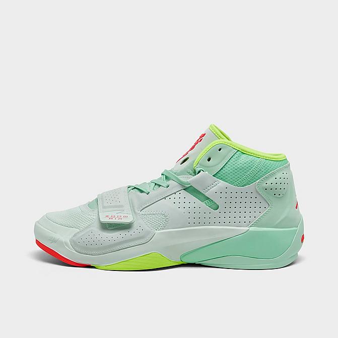 Right view of Jordan Zion 2 Basketball Shoes in Barely Green/Flash Crimson/Volt Click to zoom