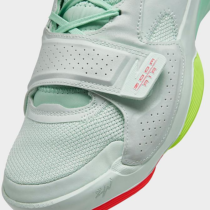 Front view of Jordan Zion 2 Basketball Shoes in Barely Green/Flash Crimson/Volt Click to zoom