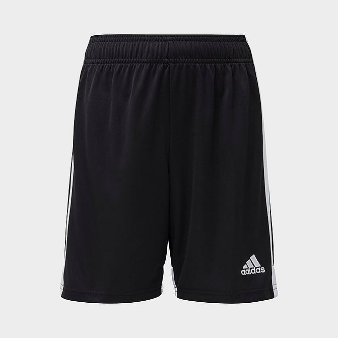 Front view of Kids' adidas Tastigo 19 Soccer Shorts in Black/White Click to zoom