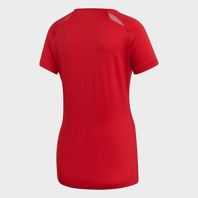 Back Left view of Women's adidas HILO Short-Sleeve Volleyball Jersey in Power Red/White Click to zoom