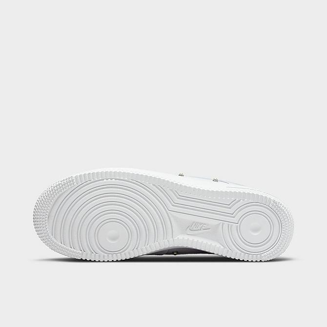 Bottom view of Women's Nike Air Force 1 Low '07 SE Pearl Casual Shoes in White/Metallic Silver/Black/White Click to zoom