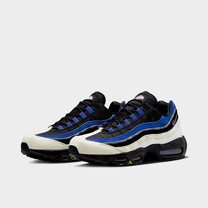 Three Quarter view of Men's Nike Air Max 95 SE Casual Shoes in Black/White/Game Royal/Sail Click to zoom
