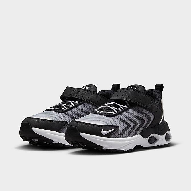 Three Quarter view of Little Kids' Nike Air Max TW Casual Shoes in Black/White/Black/White Click to zoom