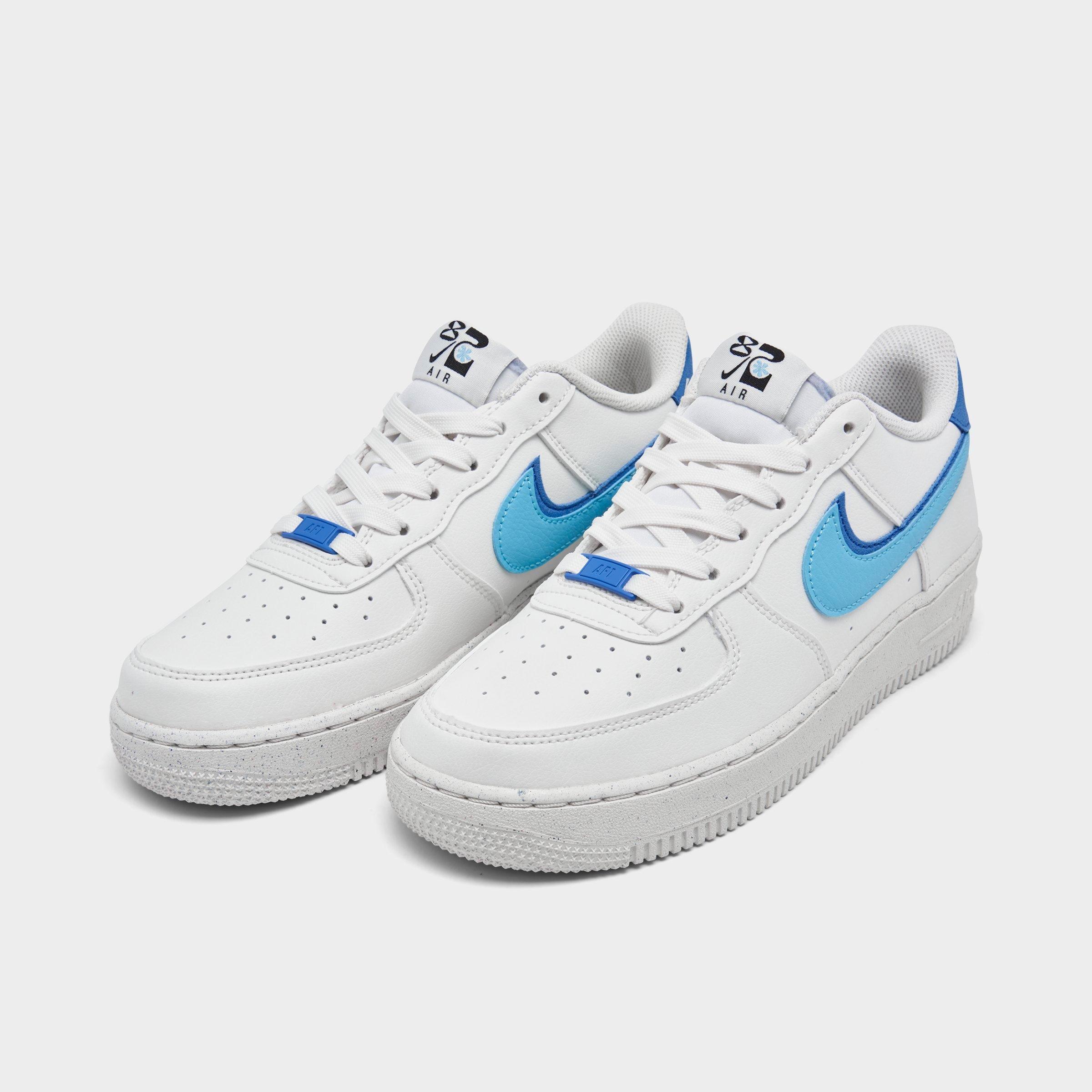 white & blue air force 1 lv8 3 trainers