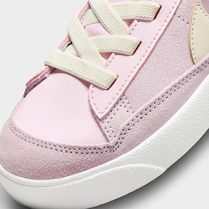 Front view of Girls' Little Kids' Nike Blazer Mid '77 SE Casual Shoes in Pink Foam/Coconut Milk/Pink Gaze/Summit White Click to zoom