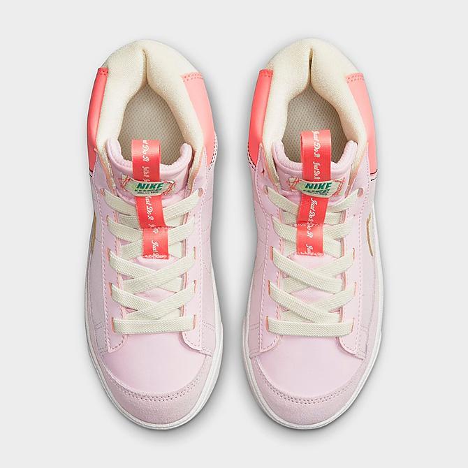 Back view of Girls' Little Kids' Nike Blazer Mid '77 SE Casual Shoes in Pink Foam/Coconut Milk/Pink Gaze/Summit White Click to zoom