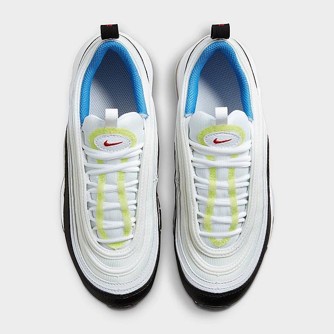 Back view of Big Kids' Nike Air Max 97 Patch Casual Shoes in White/Summit White/Black/Light Lemon Twist Click to zoom
