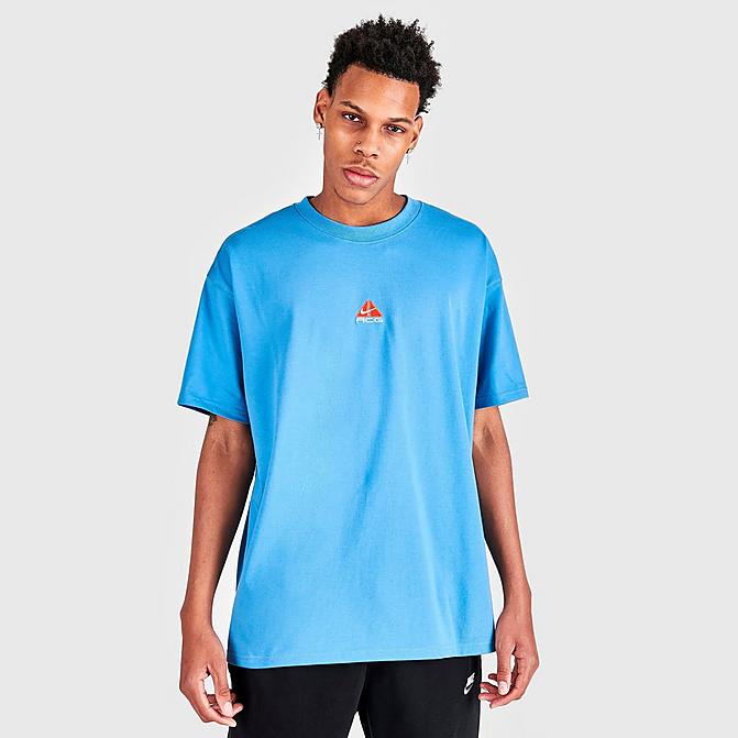 Front view of Men's Nike ACG Short-Sleeve T-Shirt in Dutch Blue Click to zoom
