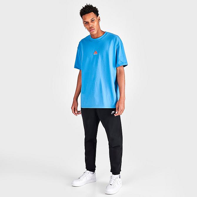 Front Three Quarter view of Men's Nike ACG Short-Sleeve T-Shirt in Dutch Blue Click to zoom