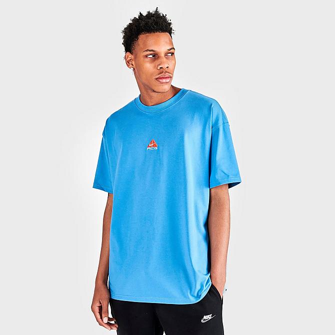 Back Left view of Men's Nike ACG Short-Sleeve T-Shirt in Dutch Blue Click to zoom