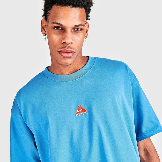 On Model 5 view of Men's Nike ACG Short-Sleeve T-Shirt in Dutch Blue Click to zoom