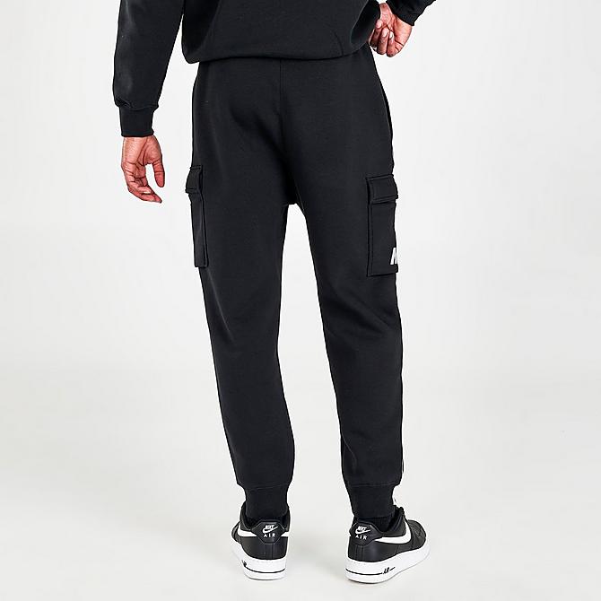 Back Right view of Men's Nike Sportswear Repeat Jogger Pants in Black/Reflective Silver Click to zoom
