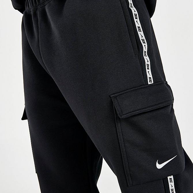 On Model 5 view of Men's Nike Sportswear Repeat Jogger Pants in Black/Reflective Silver Click to zoom