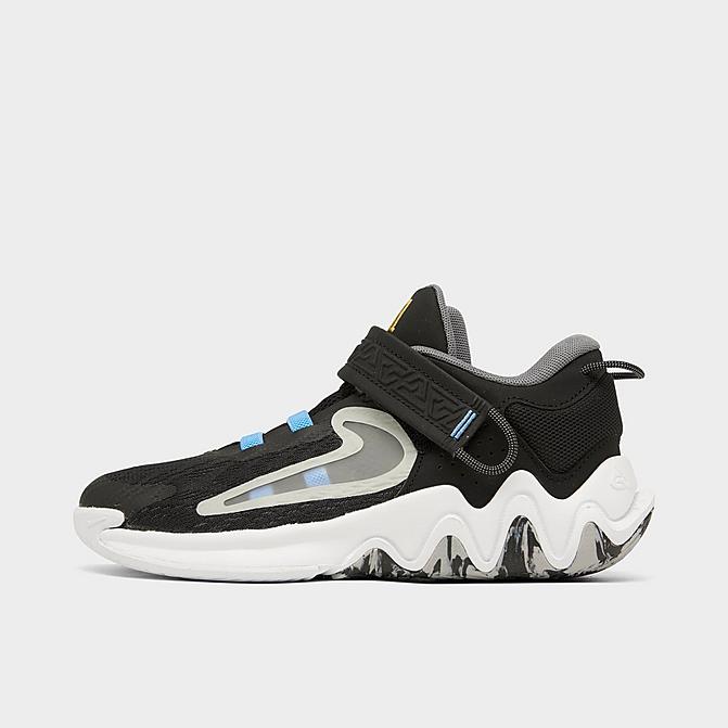 Right view of Little Kids’ Nike Giannis Immortality 2 Basketball Shoes in Black/White/University Blue/Smoke Grey Click to zoom