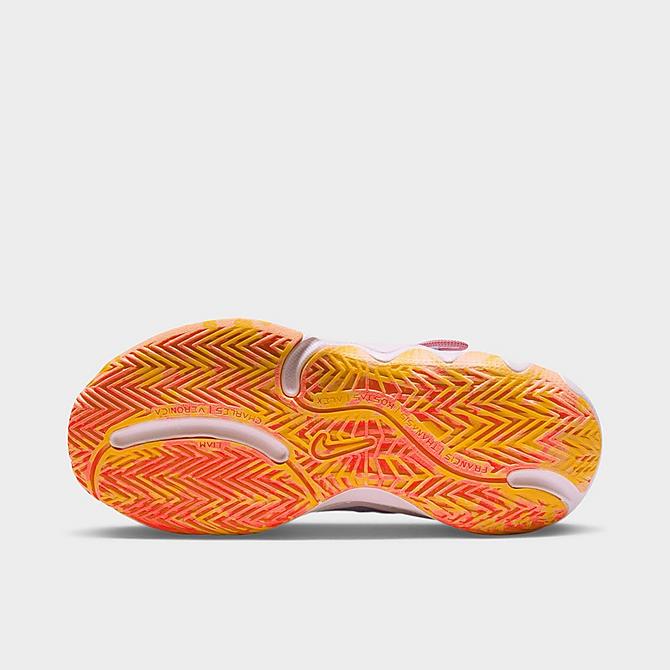 Bottom view of Little Kids’ Nike Giannis Immortality 2 Basketball Shoes in Hot Punch/University Blue/Pink Foam/Laser Orange Click to zoom