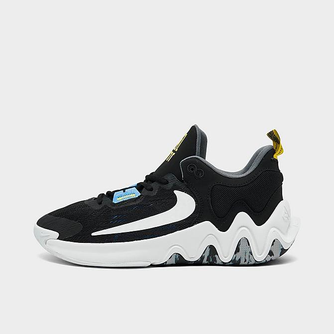 Right view of Big Kids’ Nike Giannis Immortality 2 Basketball Shoes in Black/White/University Blue/Smoke Grey Click to zoom