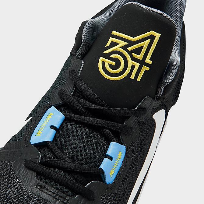 Front view of Big Kids’ Nike Giannis Immortality 2 Basketball Shoes in Black/White/University Blue/Smoke Grey Click to zoom