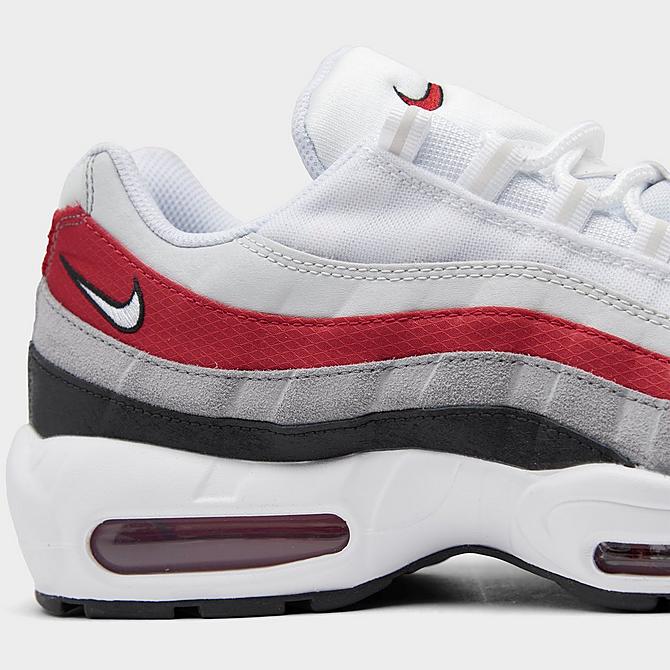 Front view of Men's Nike Air Max 95 Essential Casual Shoes in Black/White/Varsity Red/Particle Grey Click to zoom