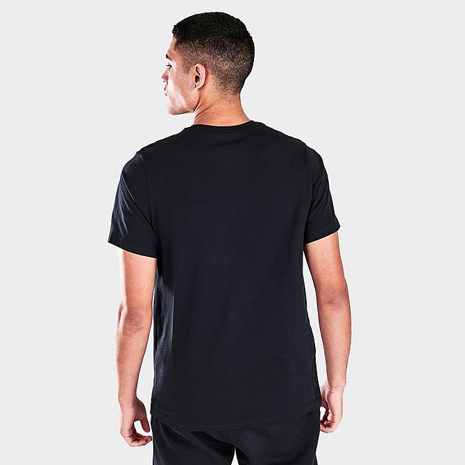 On Model 5 view of Men's Nike Sportswear Graphic Logo Twist T-Shirt in Black Click to zoom