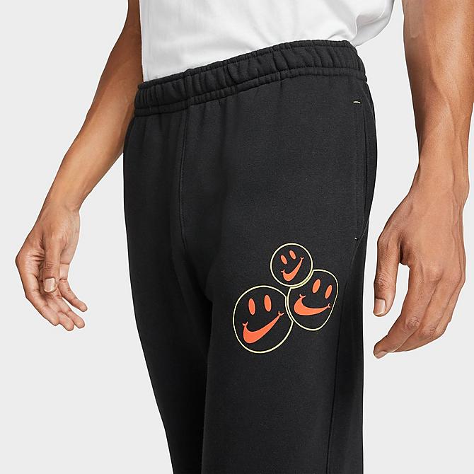Back Right view of Men's Nike Sportswear Extra Smile Club Fleece Jogger Pants in Black Click to zoom