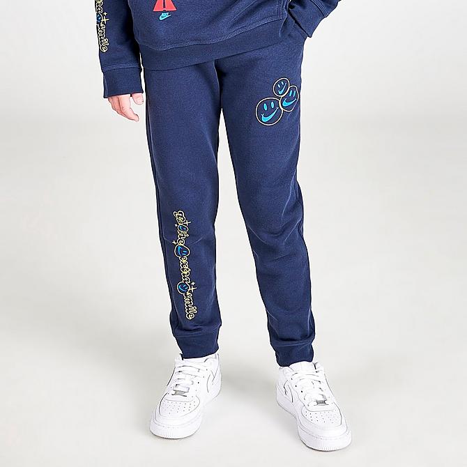 Front Three Quarter view of Boys' Nike Go The Extra Mile Jogger Pants in Thunder Blue Click to zoom