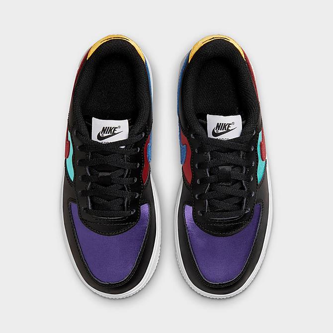 Back view of Little Kids' Nike Force 1 '06 LV8 EMB Casual Shoes in Black/Washed Teal/Court Purple/Gym Red Click to zoom