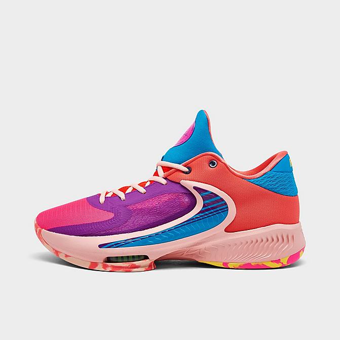 Right view of Nike Zoom Freak 4 Basketball Shoes in Vivid Purple/Laser Blue/Hyper Pink Click to zoom
