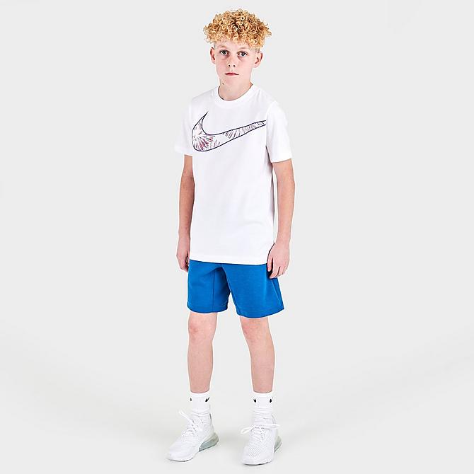 Front Three Quarter view of Boys' Nike Sportswear Americana Fireworks T-Shirt in White Click to zoom
