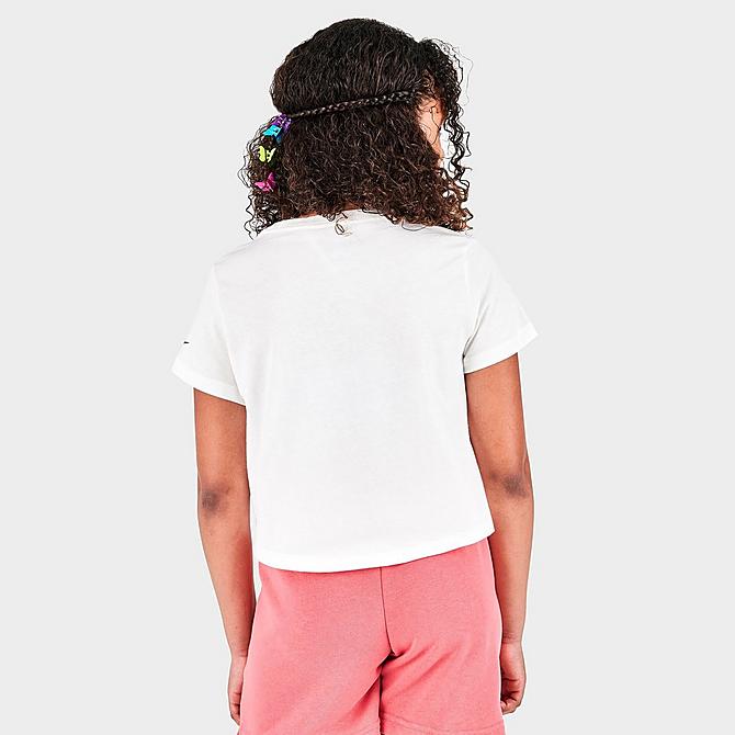 Back Right view of Girls' Nike Sportswear Sun Club Cropped T-Shirt in Sail Click to zoom