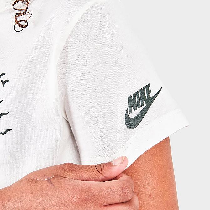 On Model 6 view of Girls' Nike Sportswear Sun Club Cropped T-Shirt in Sail Click to zoom