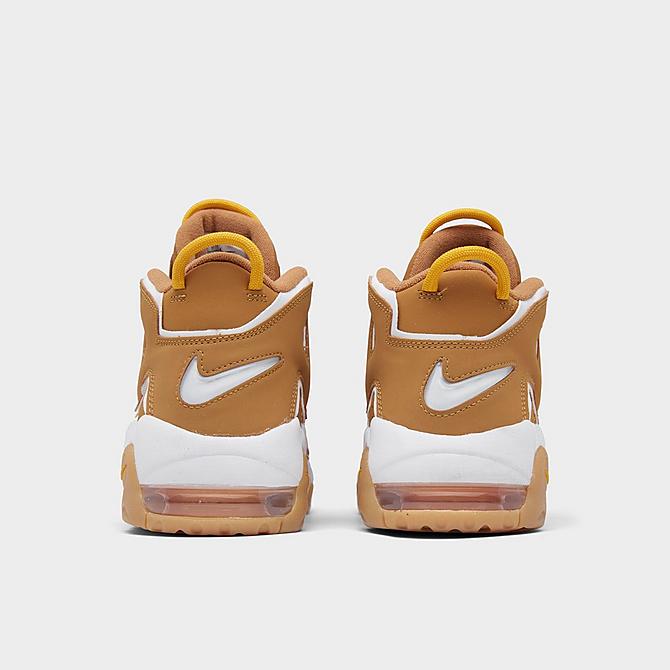 Left view of Boys' Big Kids' Nike Air More Uptempo '96 Basketball Shoes in Wheat/Pollen/Gum Light Brown/White Click to zoom