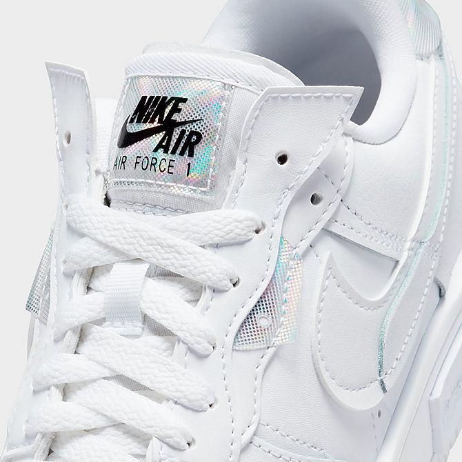 Front view of Women's Nike Air Force 1 Fontanka SE Reflective Casual Shoes in White/White/White Click to zoom