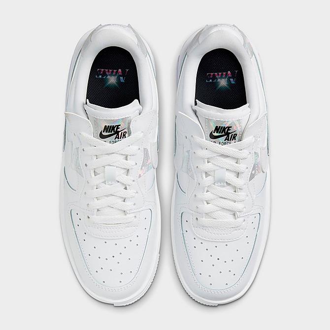 Back view of Women's Nike Air Force 1 Fontanka SE Reflective Casual Shoes in White/White/White Click to zoom