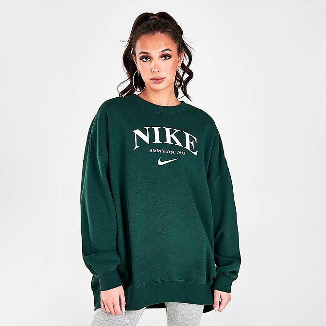 Front view of Women's Nike Sportswear Essentials Oversized Fleece Sweatshirt in Coconut Milk Click to zoom