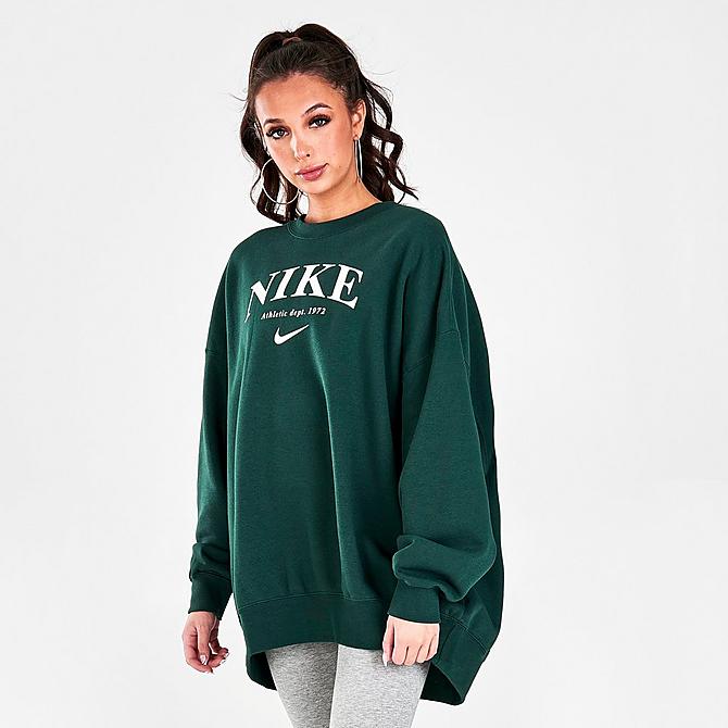 Back Left view of Women's Nike Sportswear Essentials Oversized Fleece Sweatshirt in Coconut Milk Click to zoom