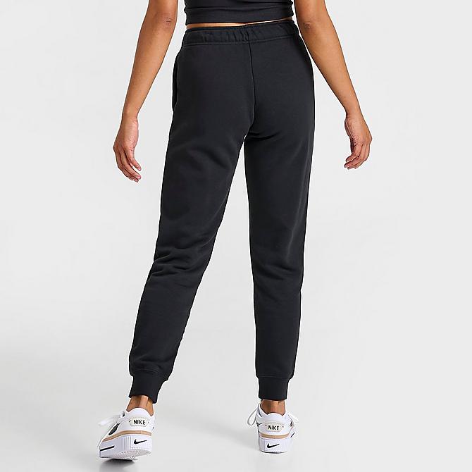Back Right view of Women's Nike Sportswear Club Fleece Mid-Rise Jogger Pants in Black/White Click to zoom