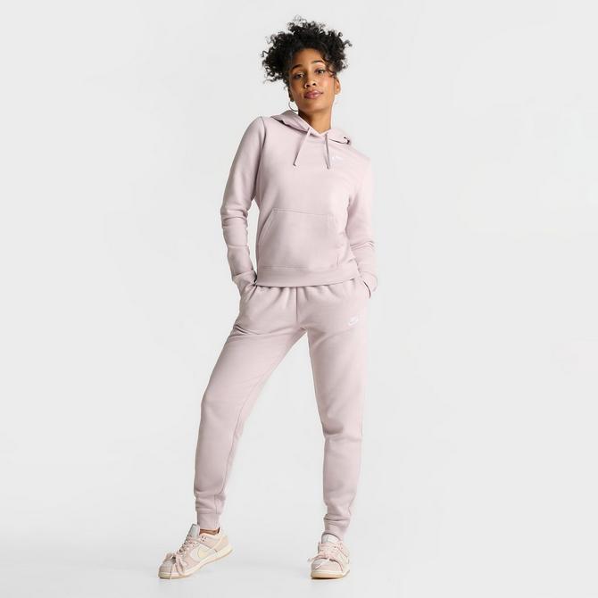 [angle] view of Women's Nike Sportswear Club Fleece Mid-Rise Jogger Pants in Platinum Violet/White Click to zoom