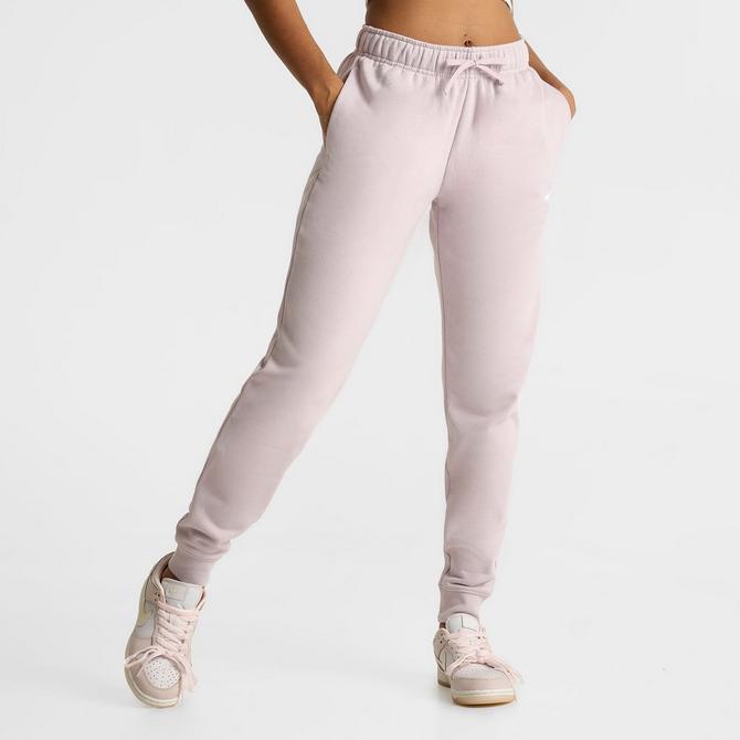 [angle] view of Women's Nike Sportswear Club Fleece Mid-Rise Jogger Pants in Platinum Violet/White Click to zoom