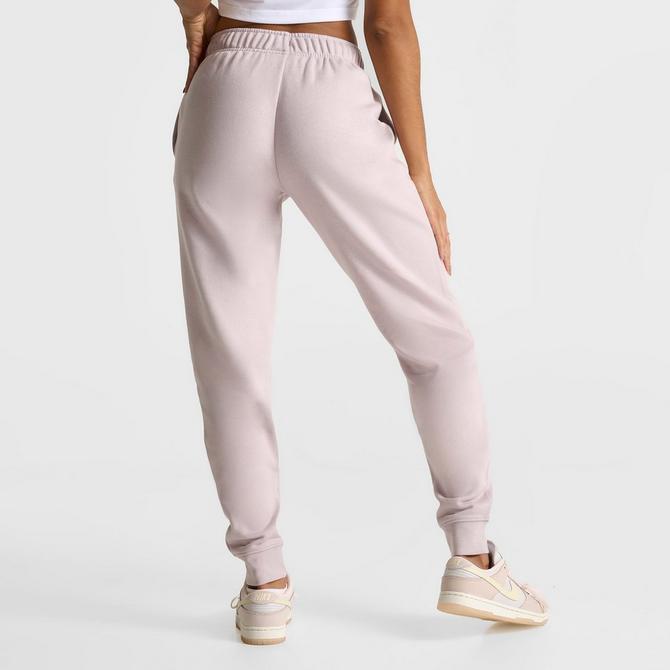 [angle] view of Women's Nike Sportswear Club Fleece Mid-Rise Jogger Pants in Platinum Violet/White Click to zoom
