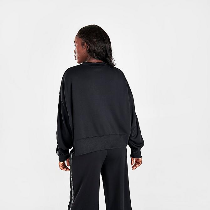 Back Right view of Women's Nike Sportswear Tape Logo Oversized Sweatshirt in Black Click to zoom