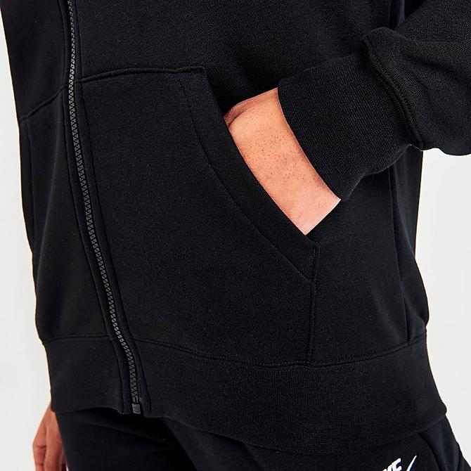 On Model 6 view of Women's Nike Sportswear Club Fleece Full-Zip Hoodie in Black/White Click to zoom