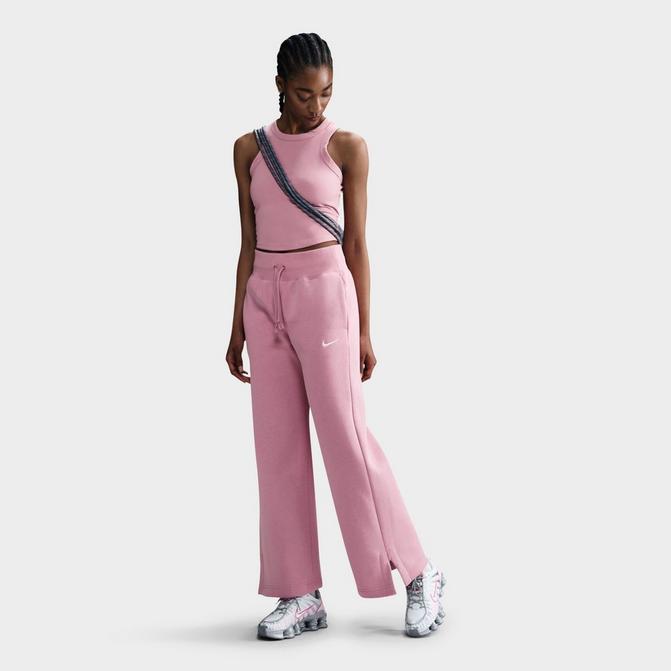 [angle] view of Women's Nike Sportswear Phoenix Fleece High-Waisted Wide-Leg Sweatpants in Elemental Pink/Sail Click to zoom