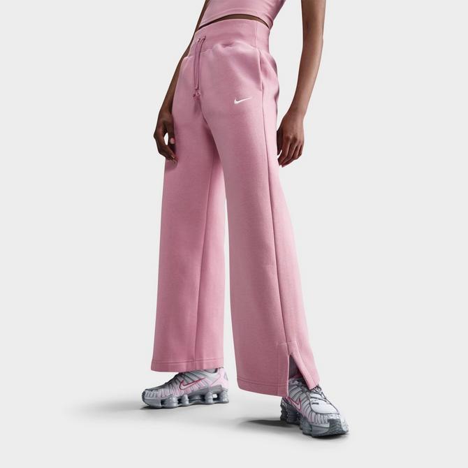 [angle] view of Women's Nike Sportswear Phoenix Fleece High-Waisted Wide-Leg Sweatpants in Elemental Pink/Sail Click to zoom