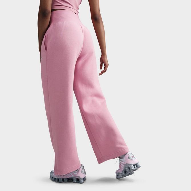 [angle] view of Women's Nike Sportswear Phoenix Fleece High-Waisted Wide-Leg Sweatpants in Elemental Pink/Sail Click to zoom