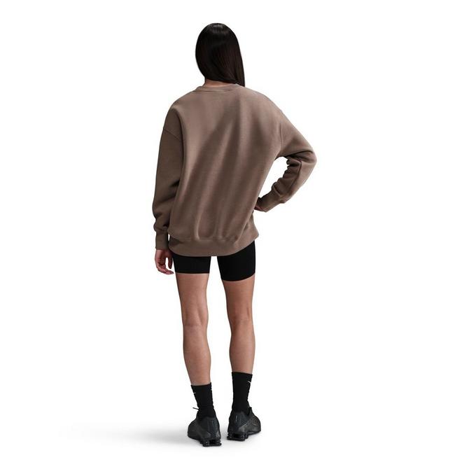 [angle] view of Women's Nike Sportswear Phoenix Fleece Oversized Crewneck Sweatshirt in Mink Brown/Sail Click to zoom