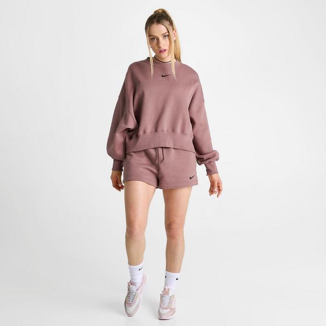 Nike fleece oversized crew sweatshirt hot sale