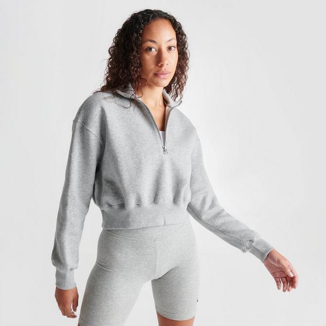 Nike mini swoosh oversized cropped sweatshirt in light online gray