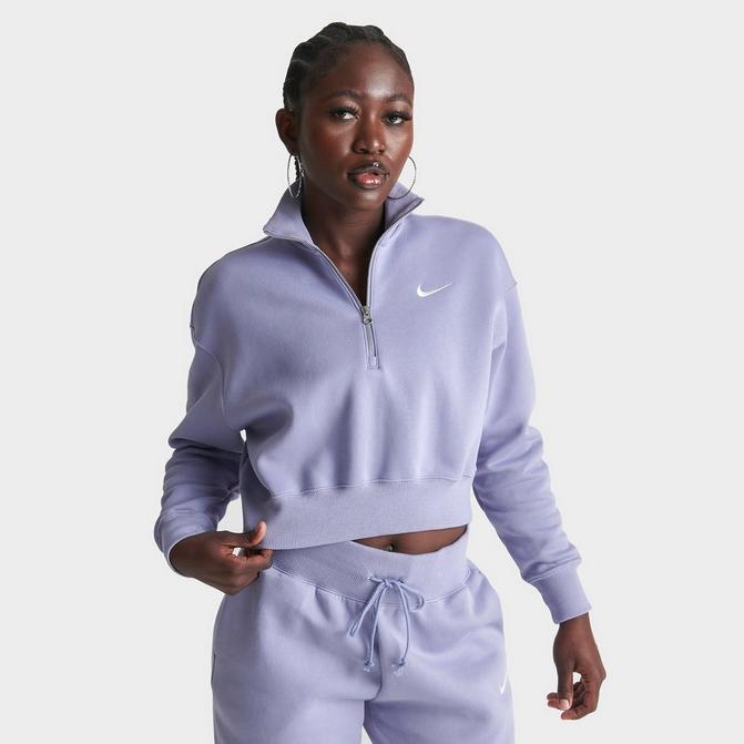  Womens Sweatshirts Fleece Lined Half Zipper Crop