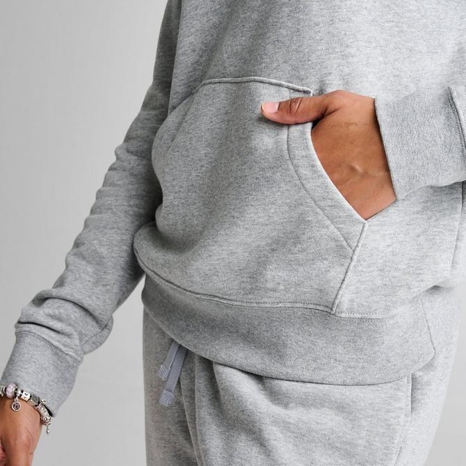 Nike Women's Sportswear Essentials Fleece Pull Over Hoodie (Dk Grey  Heather/White, Size L)