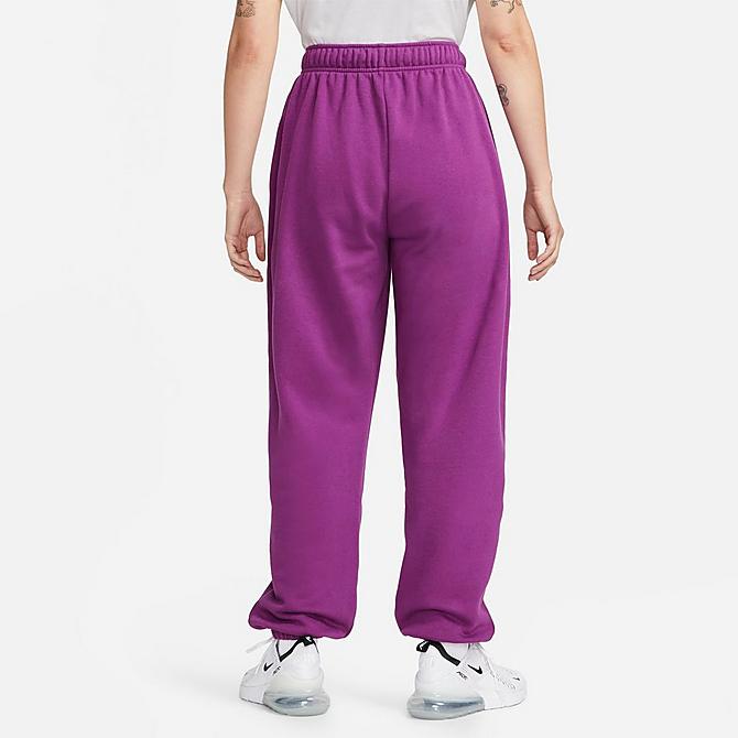 Back Left view of Women's Nike Sportswear Club Fleece Mid-Rise Oversized Sweatpants in Viotech/White Click to zoom